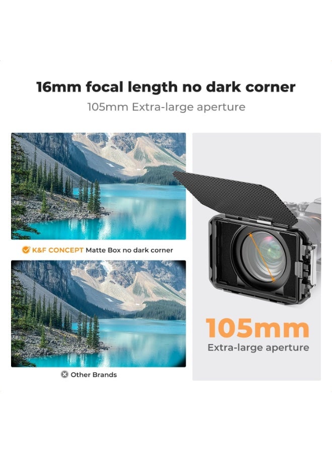 كيه آند إف كونسبت صندوق عدسة K&F CONCEPT، صندوق عدسة لكاميرا DSLR مع غطاء علوي من ألياف الكربون، مع حلقات محول 67/72/77/82/95 مم لفلتر ND UV/فلتر دائري 4x5.65 - Image 3